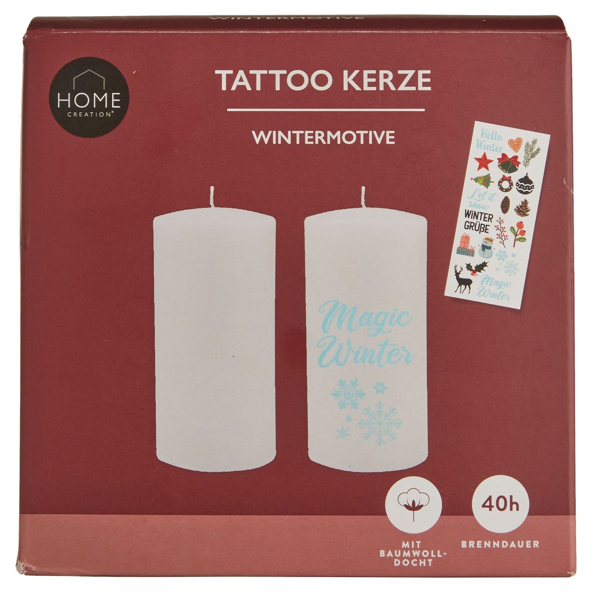 Bild 2 von HOME CREATION Tattoo-Kerzen, 2er-/4er-Packung