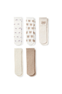 C&A Multipack 5er-Bärchen-Baby-Socken mit Motiv, Beige, Größe: 21-23