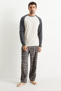 C&A Pyjama mit Flanellhose, Grau, Größe: 3XL