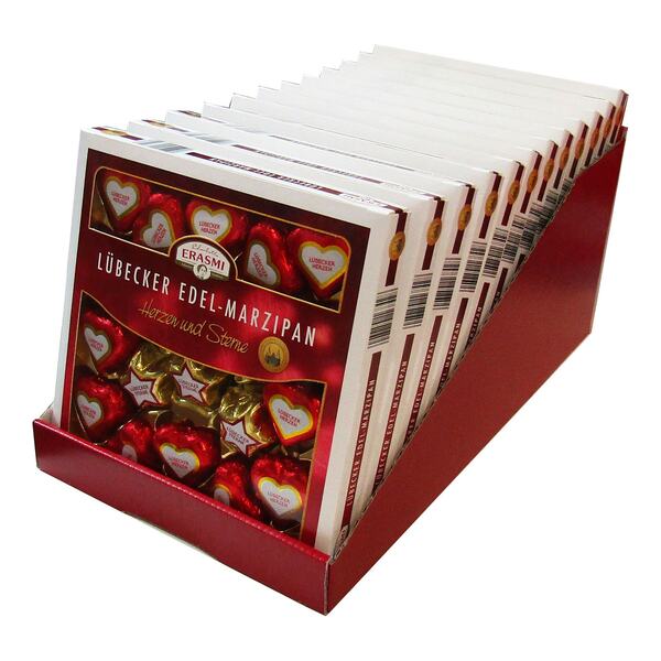 Bild 1 von Erasmi Lübecker Edel-Marzipan Herzen und Sterne 250 g, 12er Pack