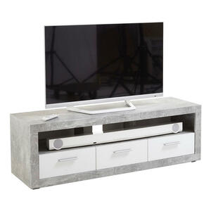 TV-Lowboard Beton-Optik/weiß glänzend ca. 152 x 49 x 46 cm