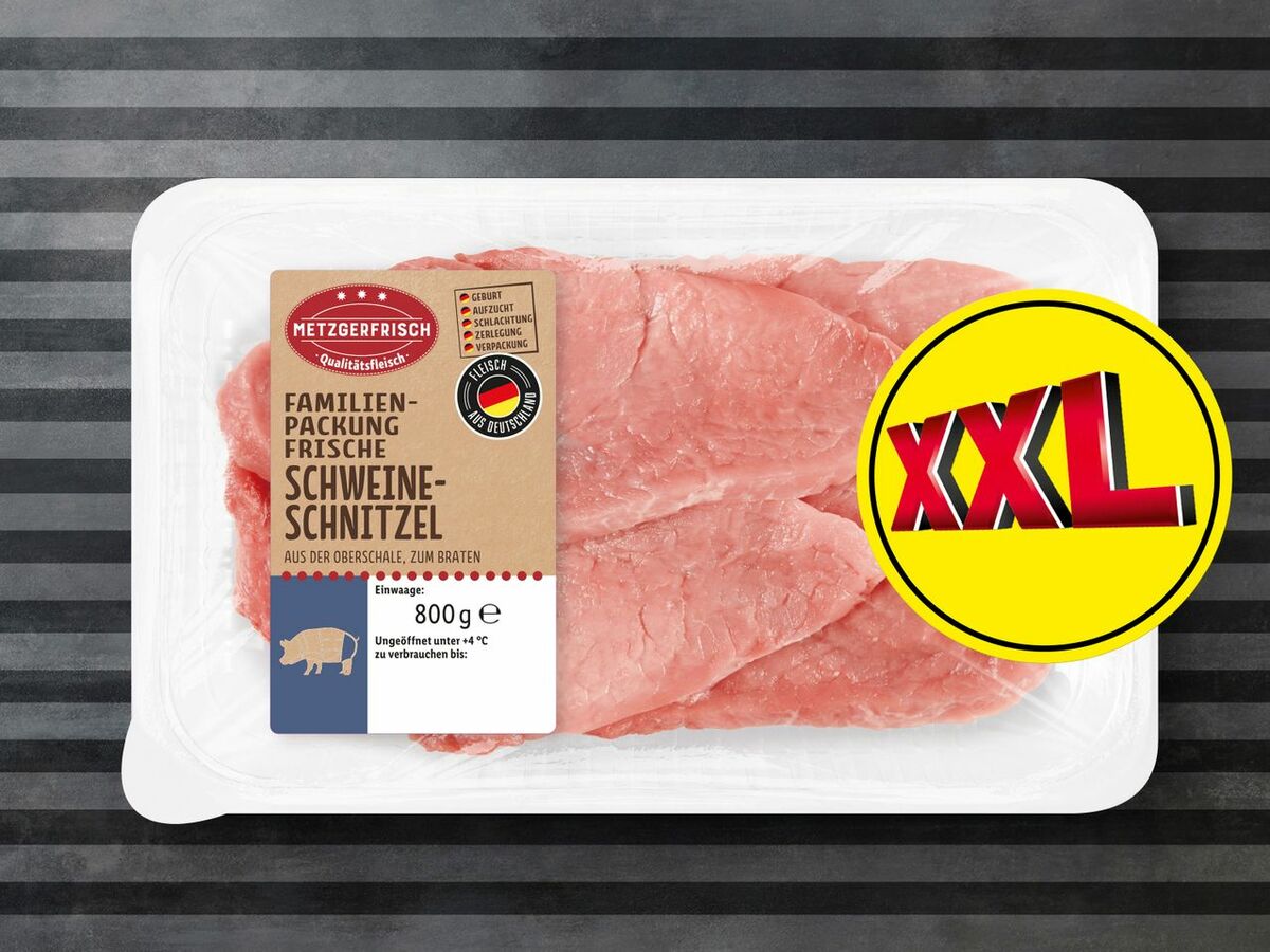 Bild 1 von Metzgerfrisch Frische Schweineschnitzel XXL, 
         800 g