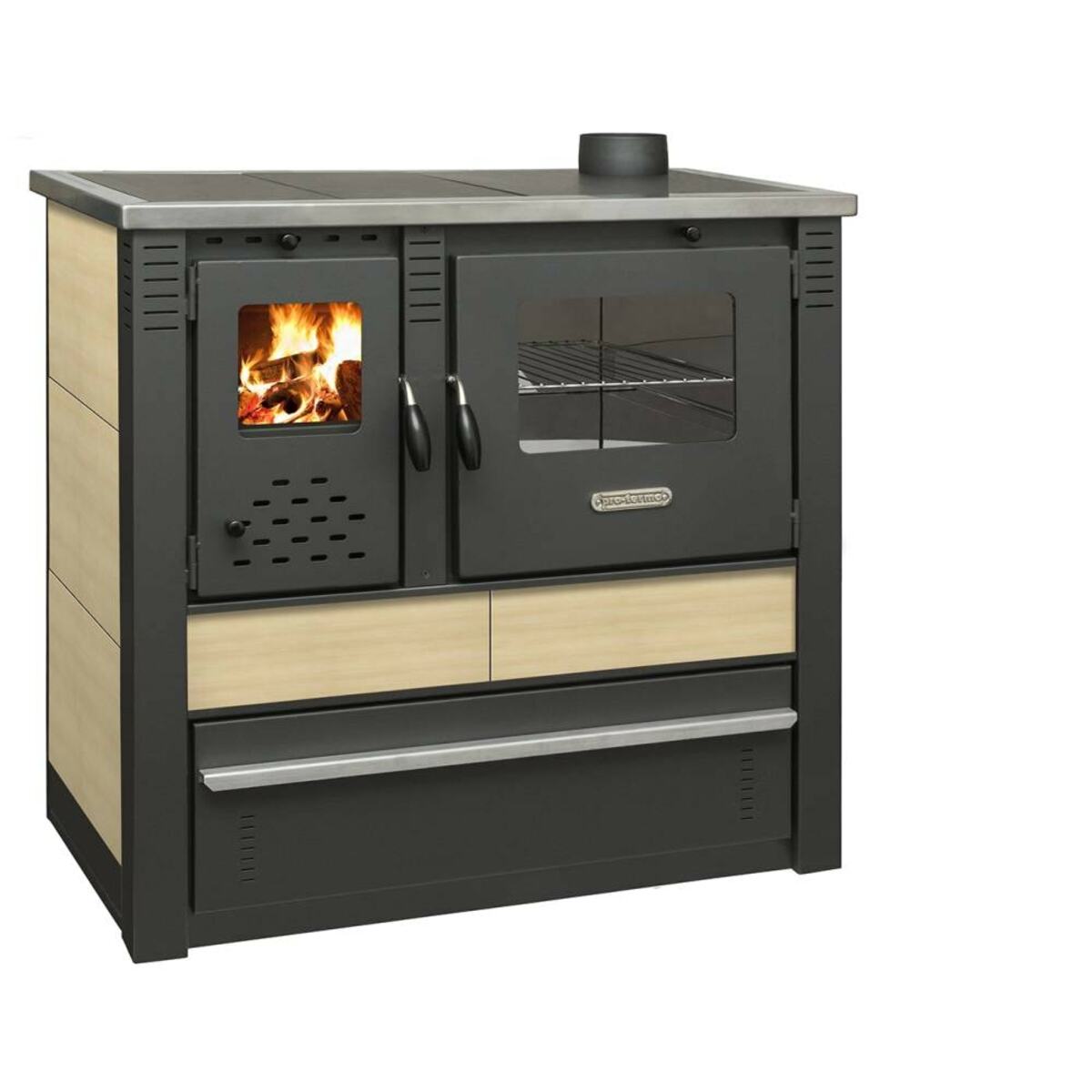 Bild 1 von Pro Termo doo Küchenherd Holzofen PANONIA mit Kacheln creme 10,5 kW Dauerbrandherd rechte Version