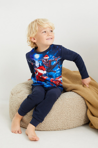 C&A Spider-Man-Weihnachts-Fleece-Pyjama, Blau, Größe: 110