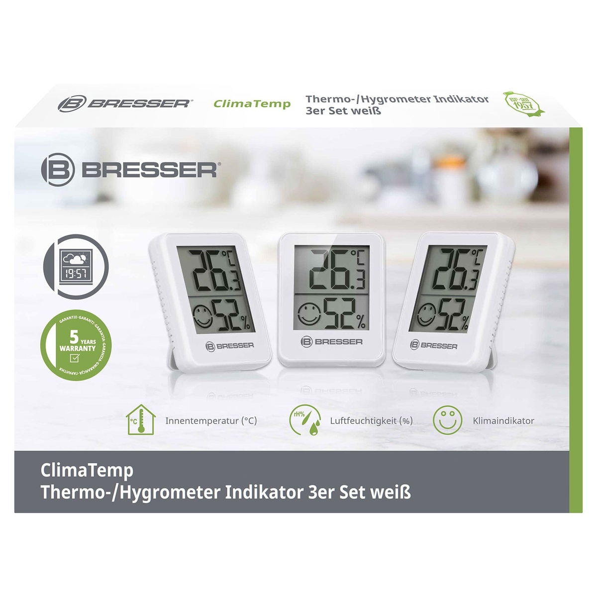 Bild 1 von BRESSER Thermo- und Hygrometer, 3er-Packung