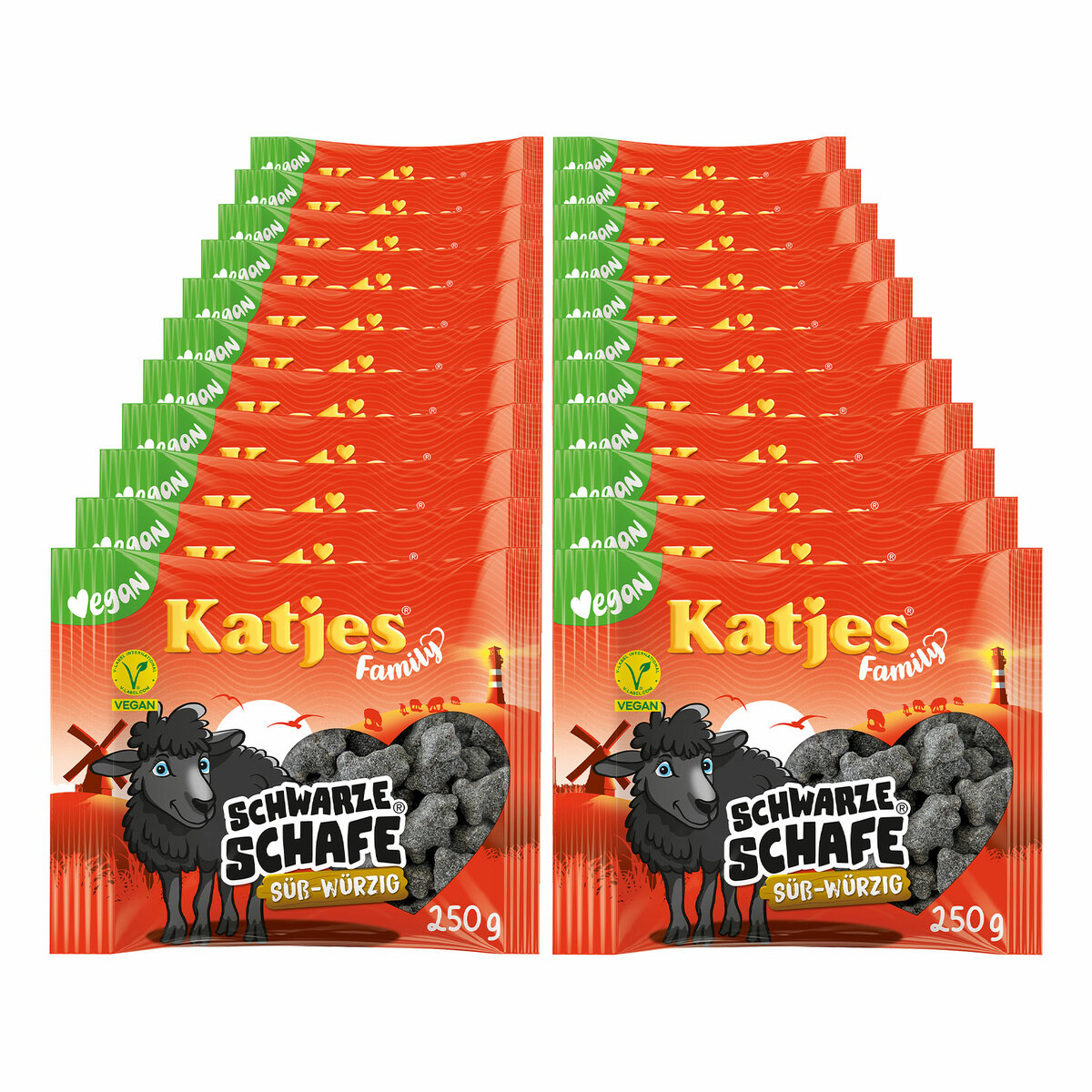 Katjes Family Fruchtgummi Schwarze Schafe Süß-Würzig 250 g, 22er Pack ...