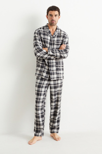 C&A Flanell-Pyjama-kariert, Grau, Größe: S
