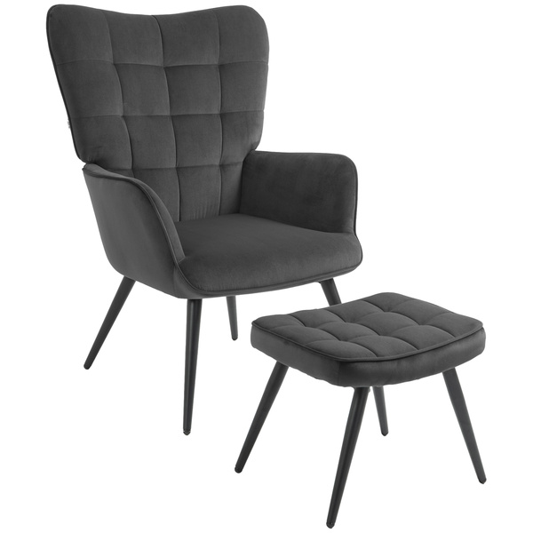 Homcom Ohrensessel Mit Hocker Loungesessel Relaxsessel Polstersessel