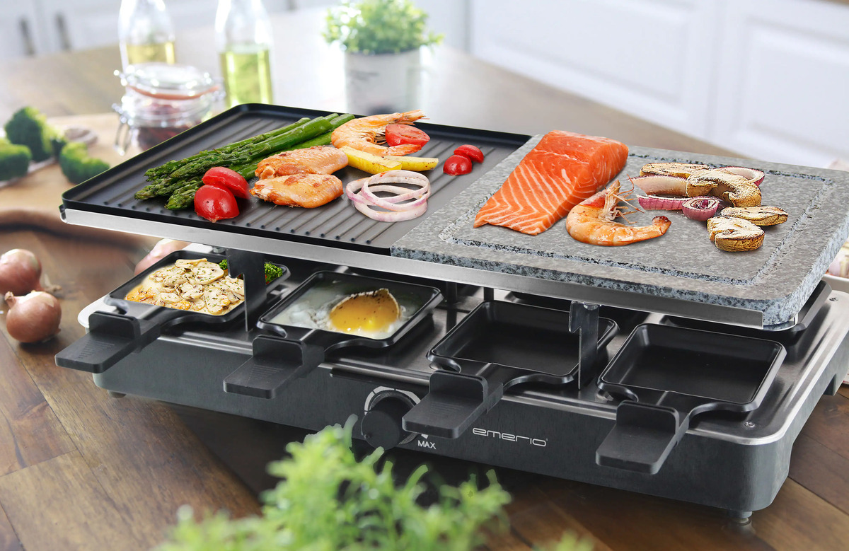 Bild 1 von Emerio Raclette RG-110035 8 Pfännchen, Naturstein und Grillplatte