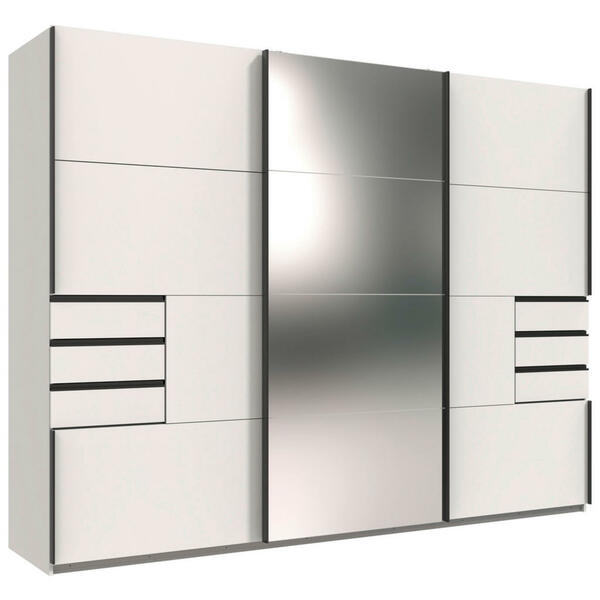 Bild 1 von Mid.you Schwebetürenschrank, Weiß, Metall, 6 Fächer, 6 Schubladen, 270x210x64 cm, BQ - Bündnis für Qualität, Made in Germany, DIN EN ISO 9001, Schlafzimmer, Kleiderschränke, 3- türige Kleider