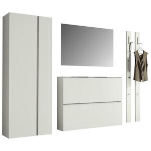 Moderano Garderobe, Weiß, Glas, 5-teilig, 220x185x33 cm, Garderobe, Garderoben-Sets