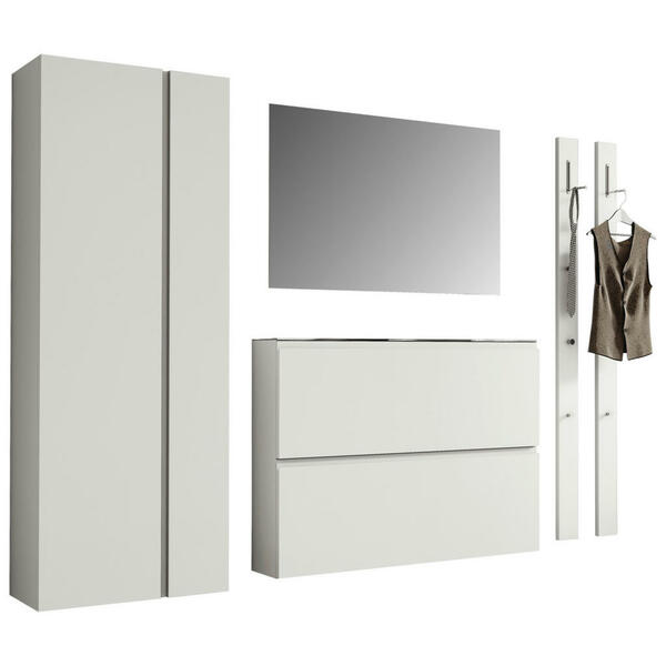 Bild 1 von Moderano Garderobe, Weiß, Glas, 5-teilig, 220x185x33 cm, Garderobe, Garderoben-Sets