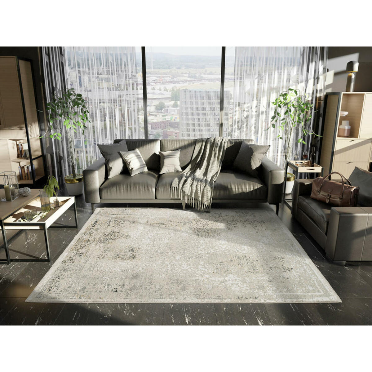 Bild 1 von Dieter Knoll Webteppich Elba, Grau, Textil, Abstraktes, rechteckig, 200 cm, Oeko-Tex® Standard 100, für Fußbodenheizung geeignet, pflegeleicht, Teppiche & Böden, Teppiche, Moderne Teppiche