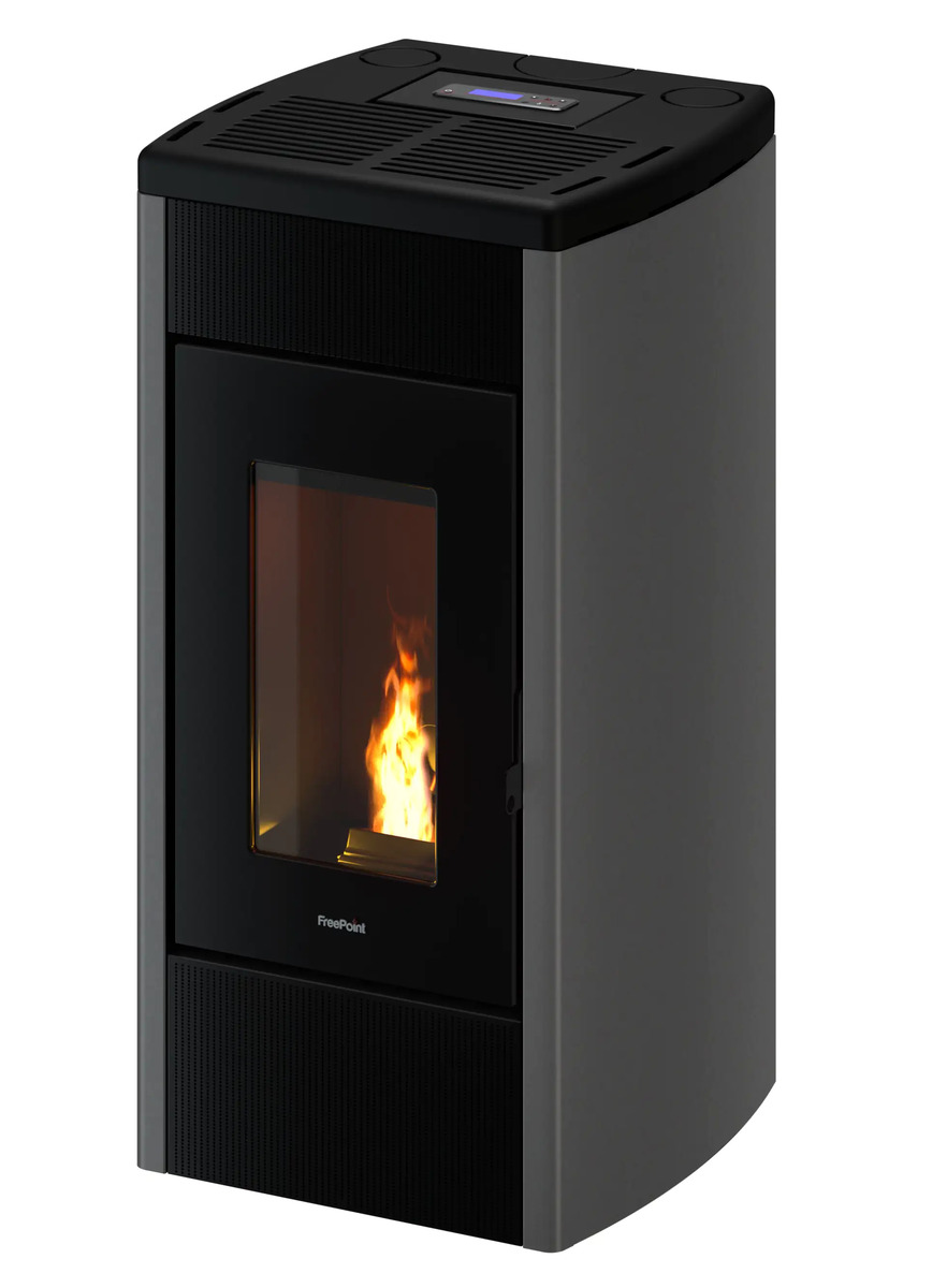 Bild 1 von Freepoint Pelletofen Duke titanium schwarz, bis 14kW Heizleistung
