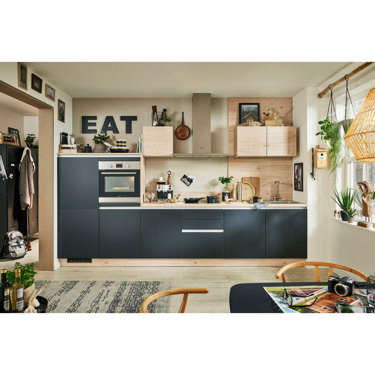 Bild 1 von Welnova Küchenleerblock, Schwarz, Eiche, Metall, 360 cm, Made in Germany, in den Filialen seitenverkehrt erhältlich, Küchen, Küchenzeilen & Küchenblöcke, Küchenzeilen ohne Geräte