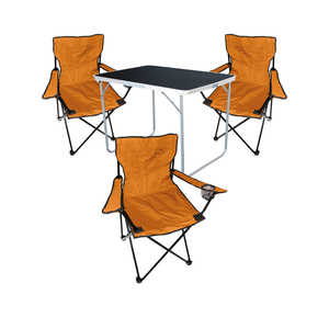 4-tlg Camping Set Gartenmöbel Campingtisch 3 Campingstuhl Klappstuhl Orange