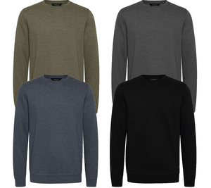 11 PROJECT Garrett CrewNeck Herren Freizeit-Pullover melierter Sweater 21300786-ME Grau, Grün, Blau oder Schwarz