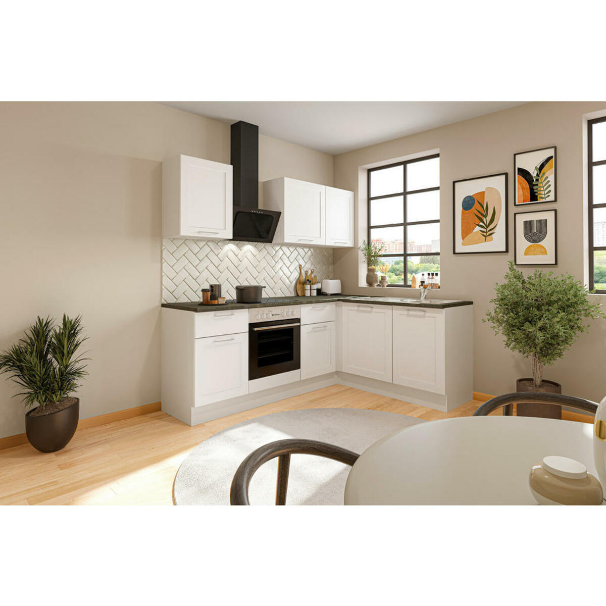 Bild 1 von Mid.you Eckküche, Weiß, Metall, 2 Schubladen, A, 220x175 cm, Made in EU, Küchen, Eckküchen