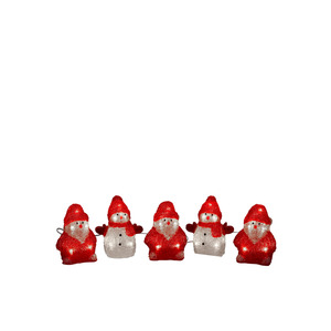 Konstsmide LED Acryl Schneemänner und Santas, 5er-Set 40 warm weiße Dioden