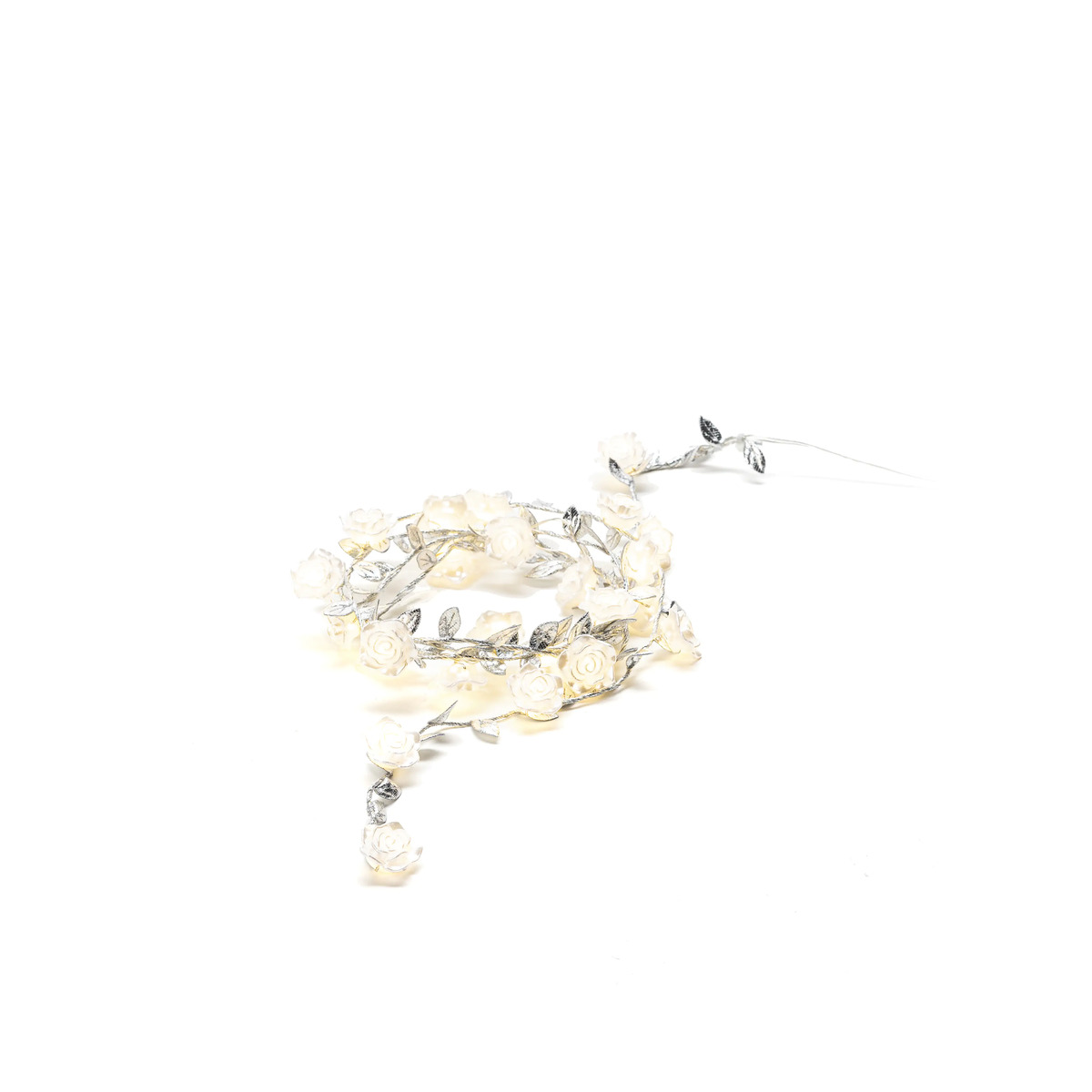 Bild 1 von Konstsmide LED Lichterkette mit silbernen Metalldekoblätter für Innen , batteriebetrieben