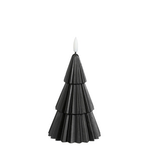 Mica Kerze LED Weihnachtsbaum 15 x Ø 10 cm schwarz batteriebetrieben Timer