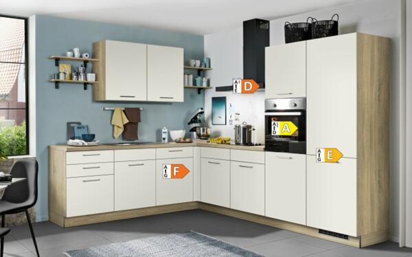 Bild 4 von Express Küchen - Einbauküche Win, magnolia/Bergeiche Nachbildung, inkl. Elektrogeräte