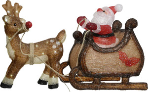 Kaemingk LED Acrylfigur Santa mit Schlitten