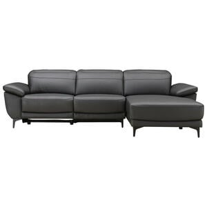 Xora Ecksofa Ronald, Schwarz, Textil, Leder, Echtleder, Kombination Echtleder/Lederlook, Büffelleder, 3-Sitzer, Ottomane rechts, L-Form, 269x164 cm, seitenverkehrt erhältlich, Rücken echt, motoris