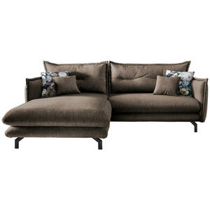 Livetastic Ecksofa, Braun, Textil, 4-Sitzer, Füllung: Schaumstoff, L-Form, 255x180 cm, Rücken echt, Armteil links, rechts, Wohnzimmer, Sofas & Couches, Wohnlandschaften, Ecksofas