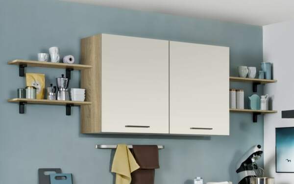 Bild 2 von Express Küchen - Einbauküche Win, magnolia/Bergeiche Nachbildung, inkl. Elektrogeräte