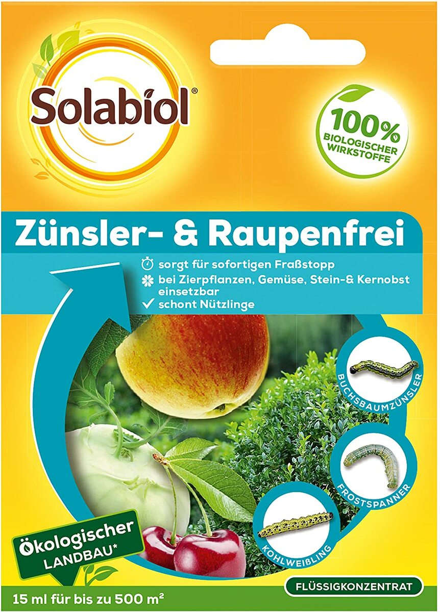 Solabiol Zünsler und Raupenfrei, biologisches Mittel gegen Raupen an