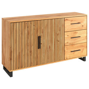 Carryhome Sideboard, Schwarz, Eiche, Metall, furniert, 3 Schubladen, 164.5x85x40 cm, Wohnzimmer, Kommoden & Sideboards, Sideboards