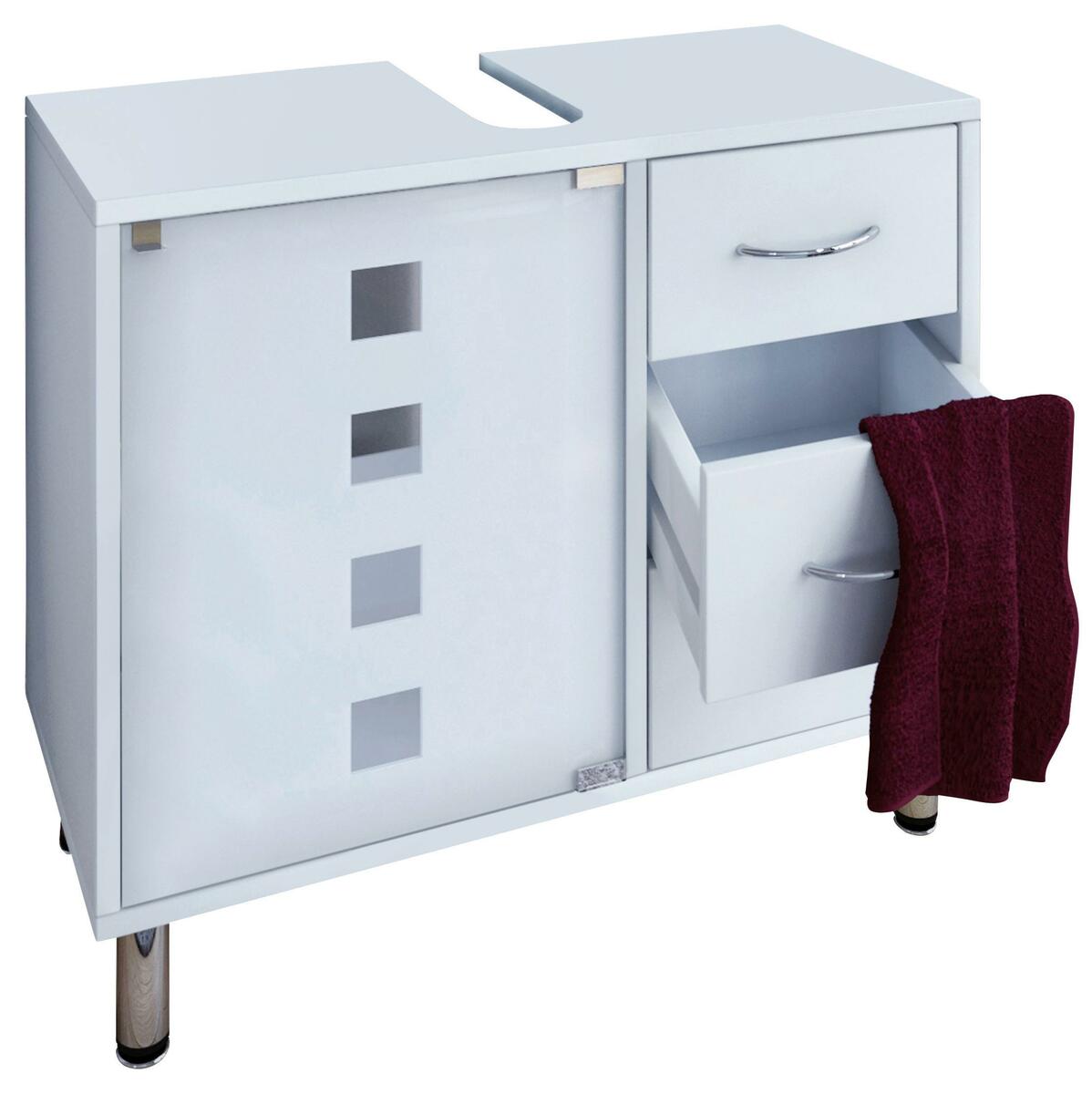 Bild 1 von Waschbeckenunterschrank mit Glastür Darola B: 67 cm Weiß