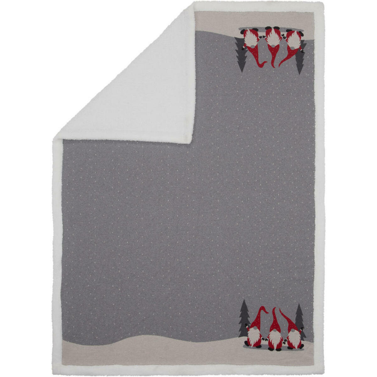 Bild 1 von X-Mas Wohndecke Gnom, Grau, Grün, Rot, Textil, Weihnachten, 150 cm, Wohntextilien, Decken, Kuscheldecken