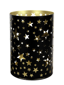 TrendLine Windlicht Metall Sterne Ø 13 cm schwarz-gold