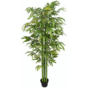 HOMCOM Künstliche Pflanze, 180 cm Kunstpflanze, Künstlicher Bambusbaum, Kunstbaum mit Übertopf, Zimmerpflanze wie echt, für Wohnzimmer, Schlafzimmer, Grün