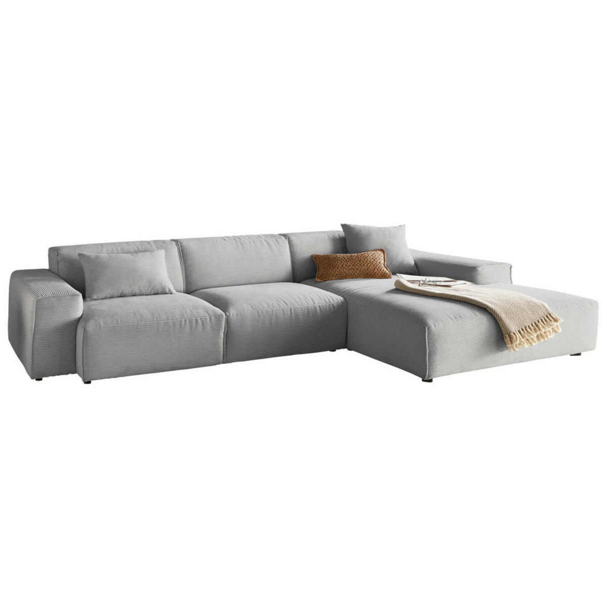 Bild 1 von Pure Home Lifestyle Ecksofa 9125, Grau, Textil, 4-Sitzer, Ottomane rechts, L-Form, 299x189 cm, Blauer Engel, Goldenes M, Made in EU, Oeko-Tex® Standard 100, DGM-Emissionslabel, seitenverkehrt erhäl