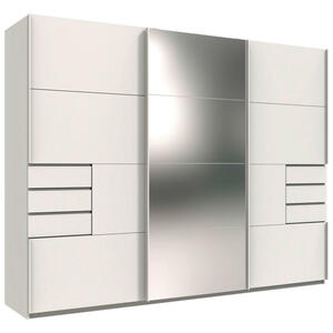 Mid.you Schwebetürenschrank, Weiß, Metall, 6 Fächer, 6 Schubladen, 270x210x64 cm, BQ - Bündnis für Qualität, Made in Germany, DIN EN ISO 9001, Schlafzimmer, Kleiderschränke, 3- türige Kleider