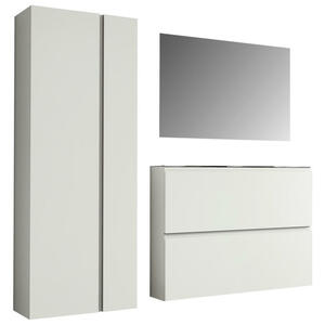 Moderano Garderobe, Weiß, Glas, 3-teilig, 180x185x33 cm, Garderobe, Garderoben-Sets