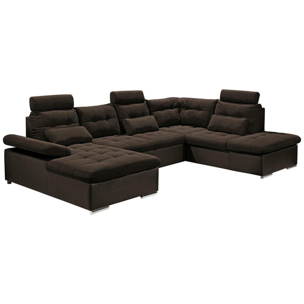 Bild 1 von Mid.you Wohnlandschaft, Dunkelbraun, Textil, Füllung: Schaumstoff, Ottomane links, U-Form, 324x218 cm, Typenauswahl, Stoffauswahl, seitenverkehrt erhältlich, Wohnzimmer, Sofas & Couches, Wohnlandsc