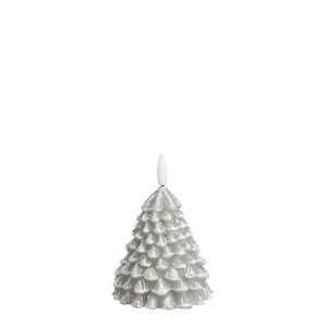 Mica Kerze LED Weihnachtsbaum 12 x Ø 8,5 cm grau batteriebetrieben Timer