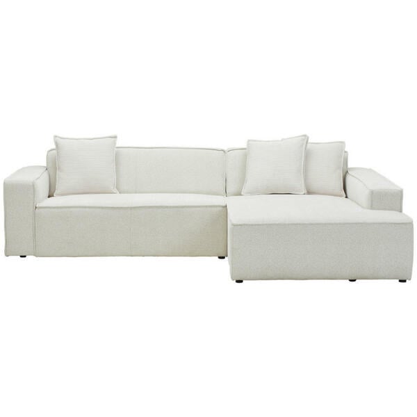 Carryhome Ecksofa Creme Textil Sitzer Ottomane Rechts L Form