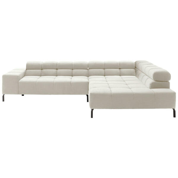 Bild 1 von Hom`in Ecksofa, Creme, Textil, 4-Sitzer, Ottomane rechts, L-Form, 321x216 cm, Typenauswahl, Fußauswahl, Lederauswahl, Stoffauswahl, seitenverkehrt erhältlich, Hocker Rücken echt, Wohnzimmer, Sofas