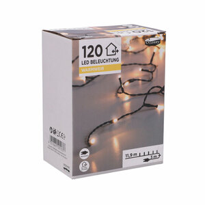 Lichterkette mit 120 LED-Lichtern und Netzstecker, warmweiß