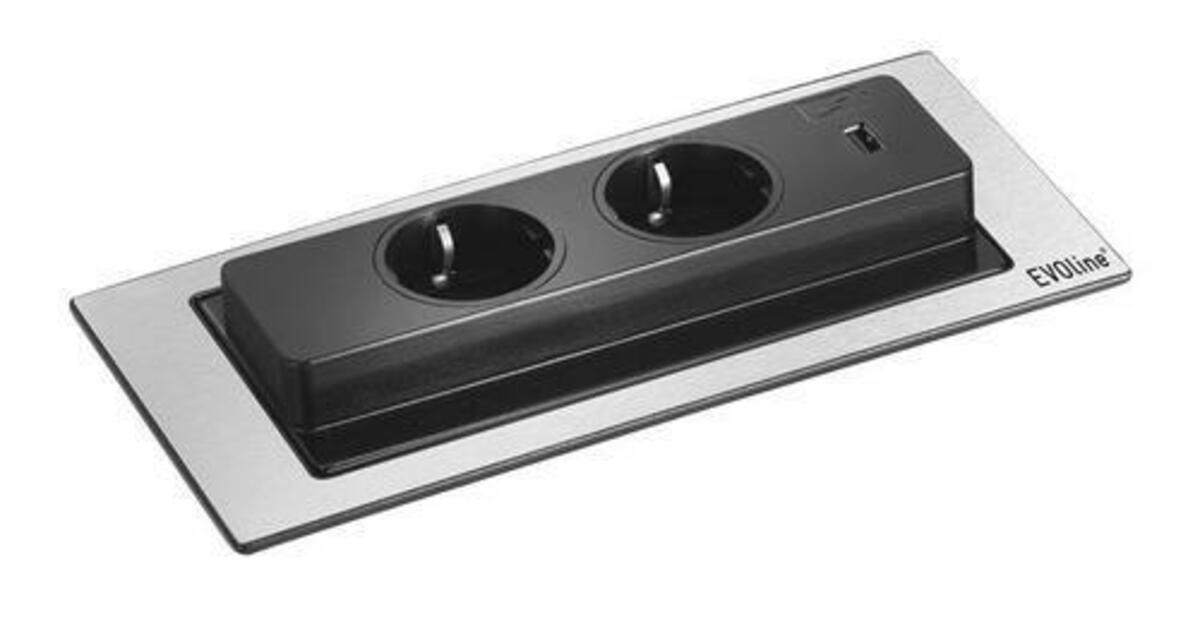 Bild 1 von Steckdosenelement Edelstahlfarben, Edelstahlfarben