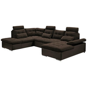 Mid.you Wohnlandschaft, Dunkelbraun, Textil, Füllung: Schaumstoff, Ottomane links, U-Form, 324x218 cm, Typenauswahl, Stoffauswahl, seitenverkehrt erhältlich, Wohnzimmer, Sofas & Couches, Wohnlandsc