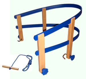 Schlittenlehne mit Schlittenleine blau Rückenlehne Schlitten Kindersitz Zugseil