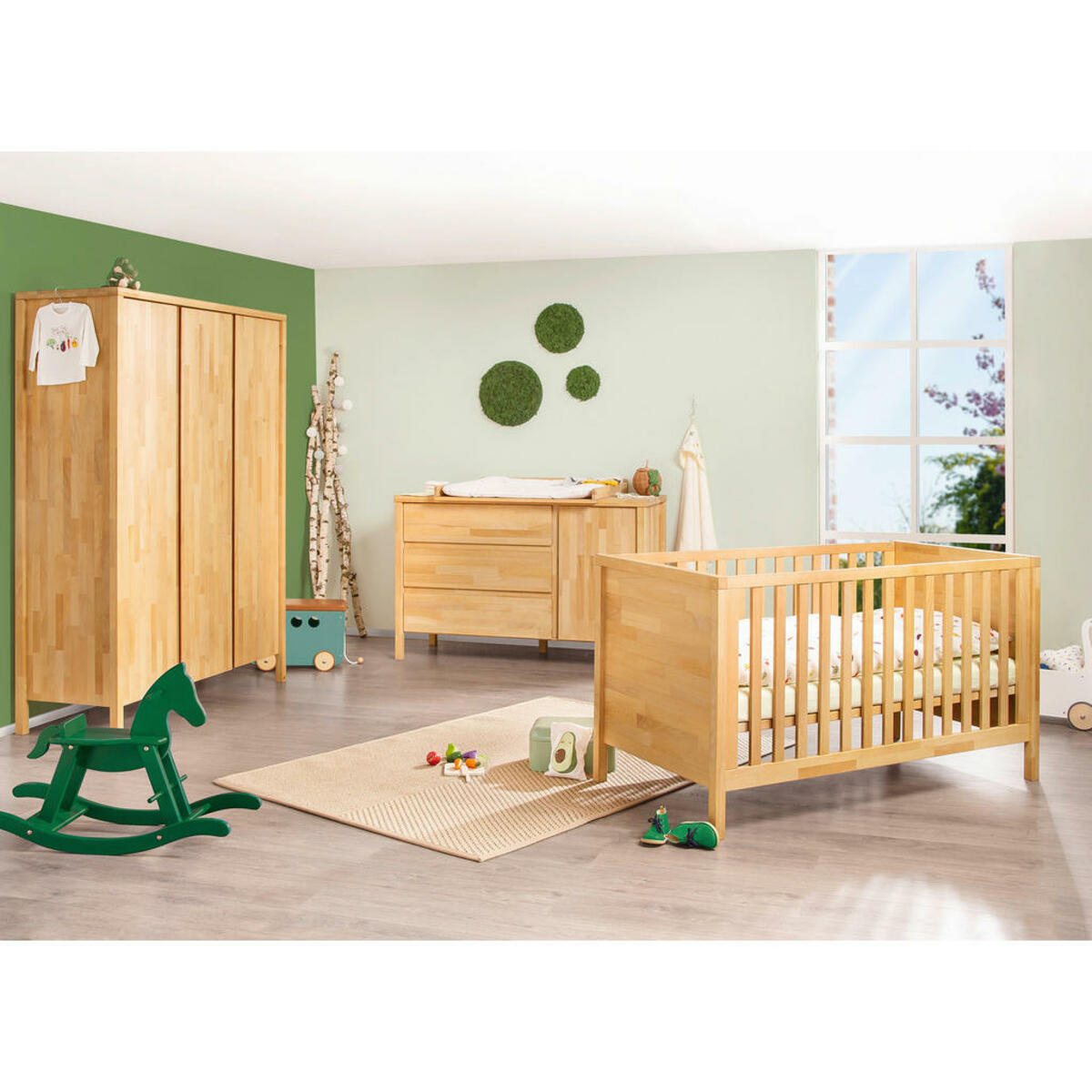 Bild 1 von Pinolino Babyzimmer Pinolino Enno, Buche, Holz, Buche, massiv, 6 Fächer, 3 Schubladen, in verschiedenen Größen erhältlich,zum Juniorbett umbaubar, höhenverstellbar, Sprossen mit Normabstand, Auf