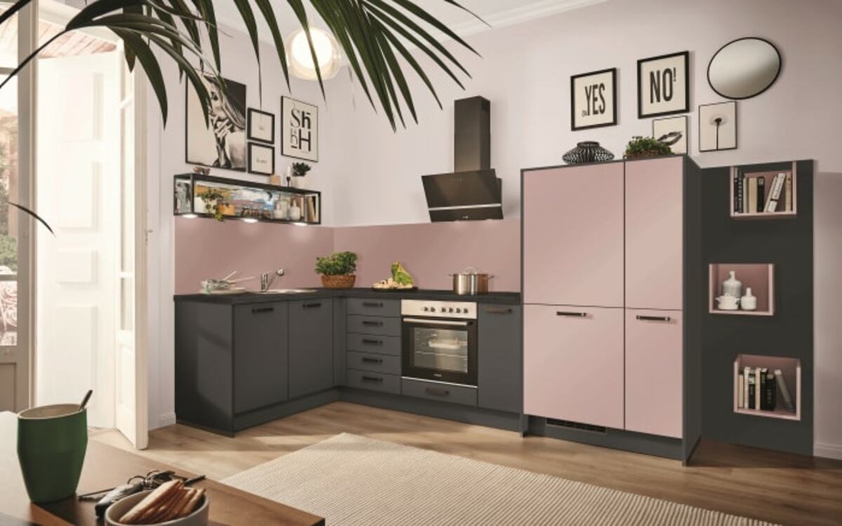 Bild 1 von Pino - Einbauküche PN 80/PN 200, graphit/Antikrosa, inkl. Elektrogeräte