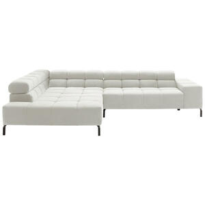 Hom`in Ecksofa, Weiß, Textil, 4-Sitzer, Ottomane links, L-Form, 321x216 cm, Typenauswahl, Fußauswahl, Lederauswahl, Stoffauswahl, seitenverkehrt erhältlich, Hocker Rücken echt, Wohnzimmer, Sofas